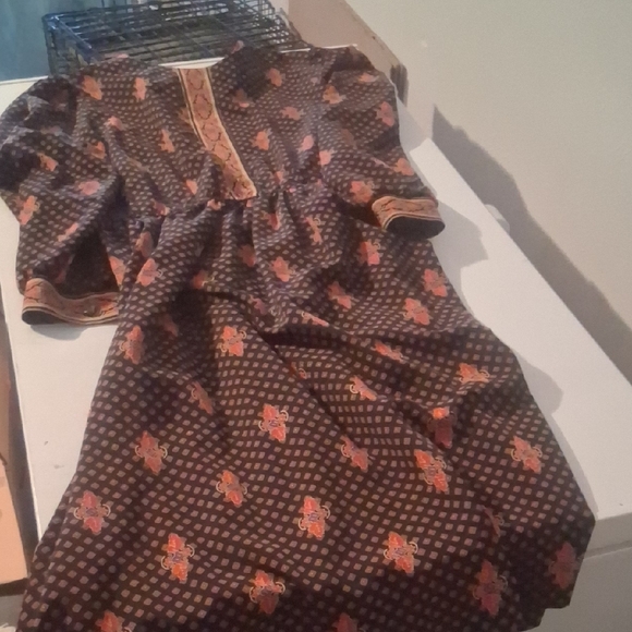 Vintage Lady Carol Boho Midi Dress | Size XL (Est.) Made USA - Picture 8 of 10